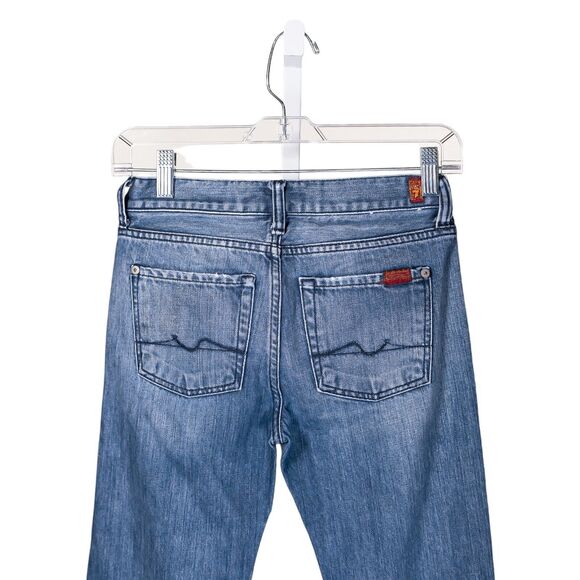 7 For All Mankind Jeans Womens Blue Bootcut Distressed Low Rise Denim Size 10/26 - Picture 8 of 11